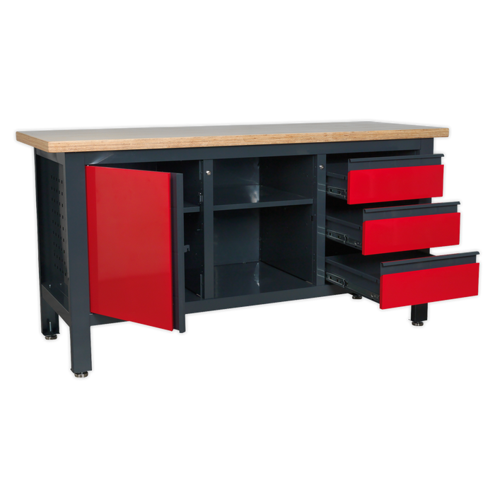 Workbench with 3 Drawers, 1 Cupboard & Open Storage | AP1905B