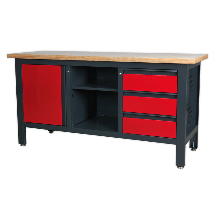 Workbench with 3 Drawers, 1 Cupboard & Open Storage | AP1905B
