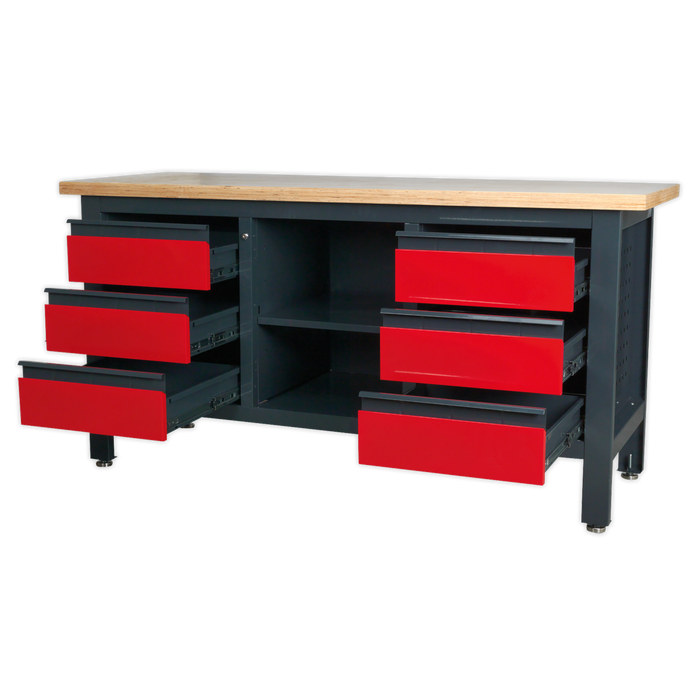 Workbench with 6 Drawers & Open Storage | AP1905D