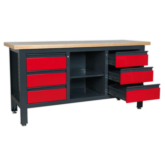 Workbench with 6 Drawers & Open Storage | AP1905D
