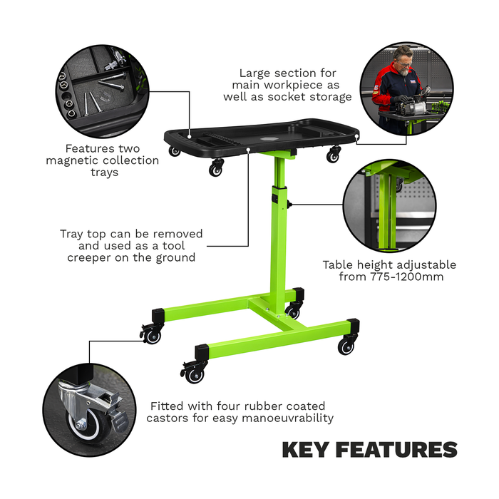 Adjustable-Height Mobile Workstation with Removable Top Tray | AP201