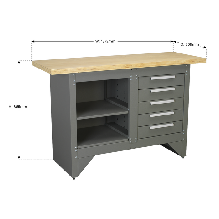 Heavy-Duty Workbench with 5 Drawers | AP2030BB
