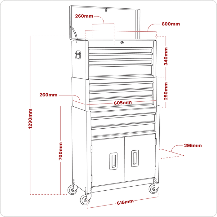 American PRO® Topchest, Mid-Box Tool Chest & Rollcab Stack 9 Drawer - Purple | AP2200BBCPSTACK