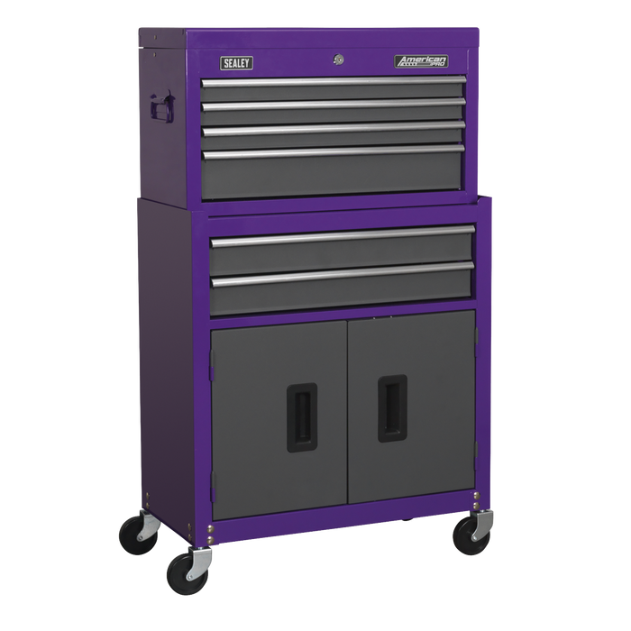 American PRO® Topchest & Rollcab Combination 6 Drawer - Purple/Grey | AP2200BBCP
