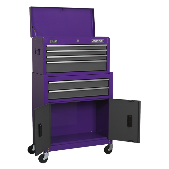 American PRO® Topchest & Rollcab Combination 6 Drawer - Purple/Grey | AP2200BBCP