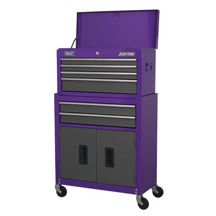 American PRO® Topchest & Rollcab Combination 6 Drawer - Purple/Grey | AP2200BBCP