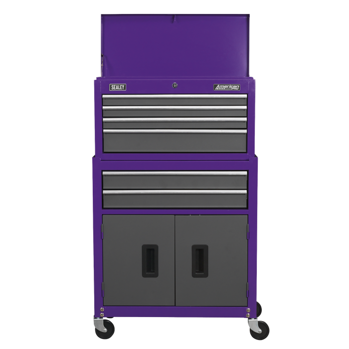 American PRO® Topchest & Rollcab Combination 6 Drawer - Purple/Grey | AP2200BBCP