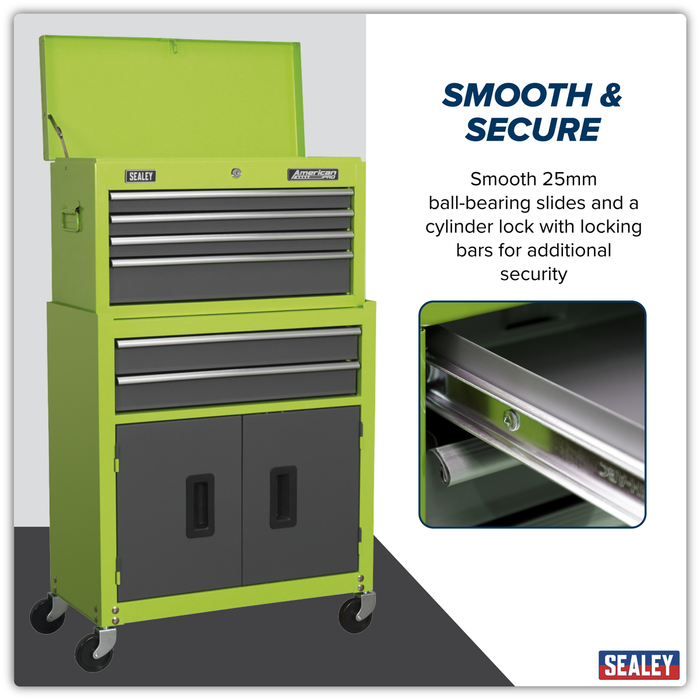 American PRO® Topchest & Rollcab Combination 6 Drawer - Green/Grey | AP2200BBHV