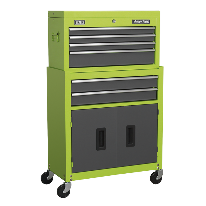 American PRO® Topchest & Rollcab Combination 6 Drawer - Green/Grey | AP2200BBHV