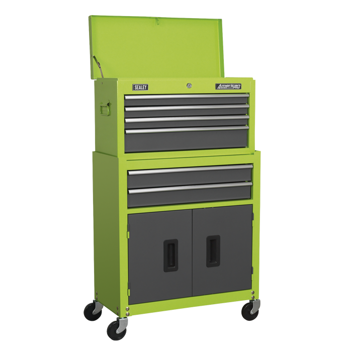 American PRO® Topchest & Rollcab Combination 6 Drawer - Green/Grey | AP2200BBHV