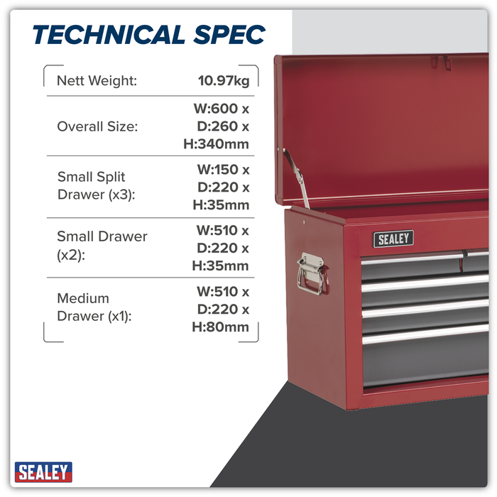 American PRO® Topchest 6 Drawer - Red/Grey | AP2201BB