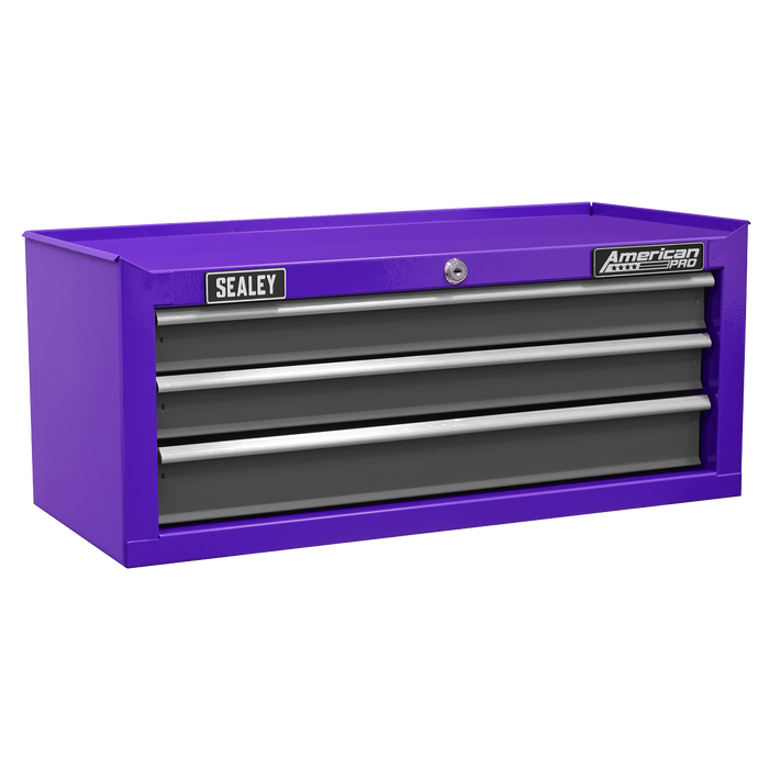 American PRO® Mid-Box Tool Chest 3 Drawer - Purple/Grey | AP22309BBCP