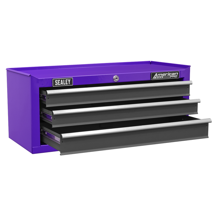 American PRO® Mid-Box Tool Chest 3 Drawer - Purple/Grey | AP22309BBCP
