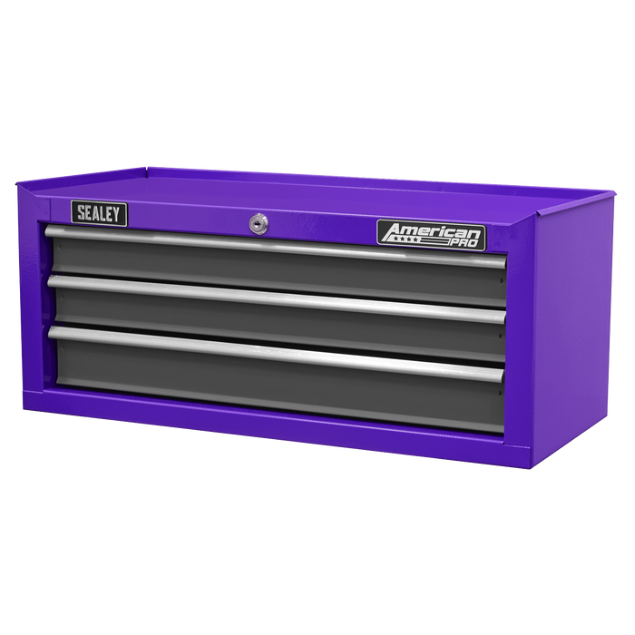 American PRO® Mid-Box Tool Chest 3 Drawer - Purple/Grey | AP22309BBCP