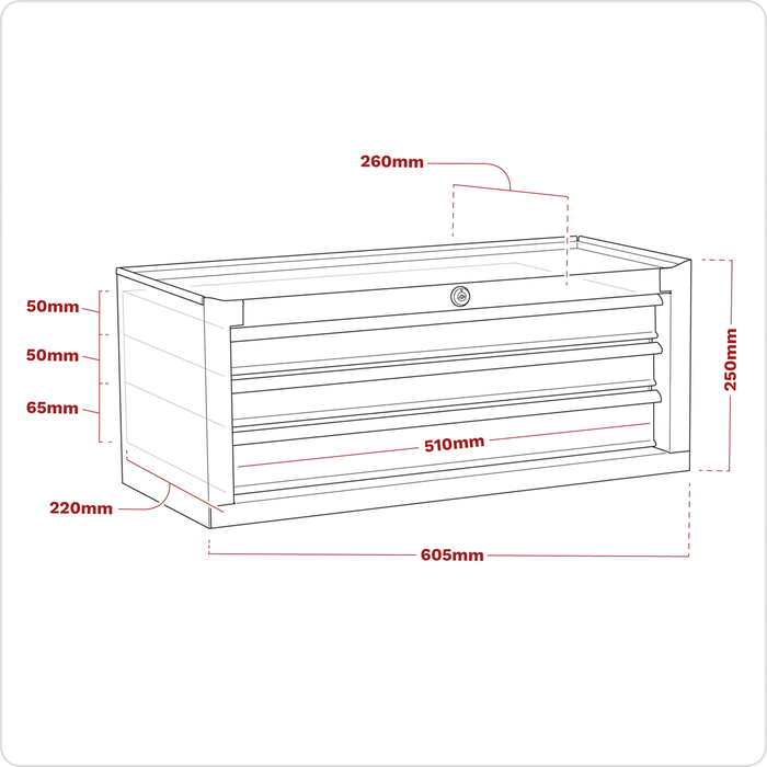 American PRO® Mid-Box Tool Chest 3 Drawer - Red/Grey | AP22309BB