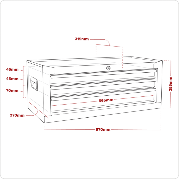 American PRO® Mid-Box Tool Chest 3 Drawer - Black | AP223B