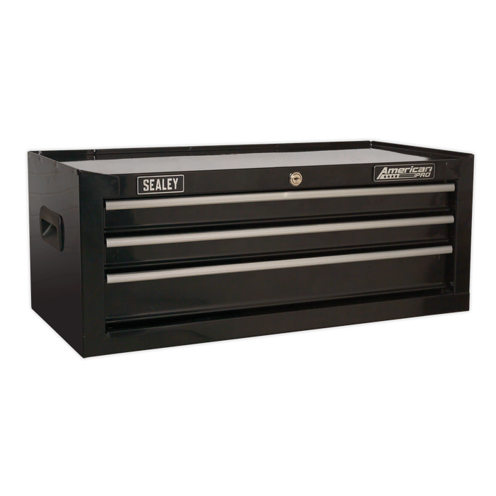 American PRO® Topchest, Mid-Box Tool Chest & Rollcab Stack 14 Drawer - Black | AP22BSTACK