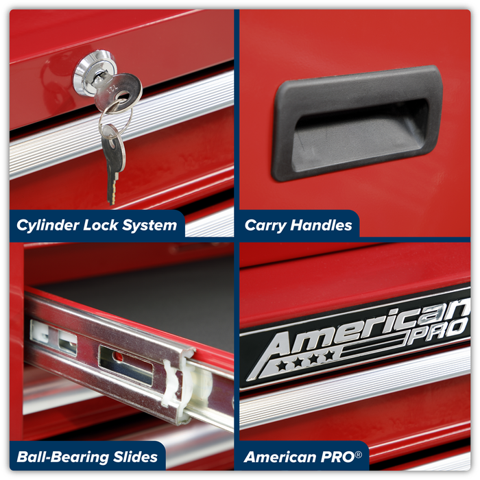 American PRO® Mid-Box Tool Chest 3 Drawer - Red | AP223