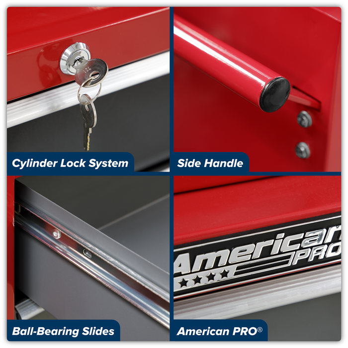 American PRO® Rollcab 5 Drawer - Red/Grey | AP22505BB