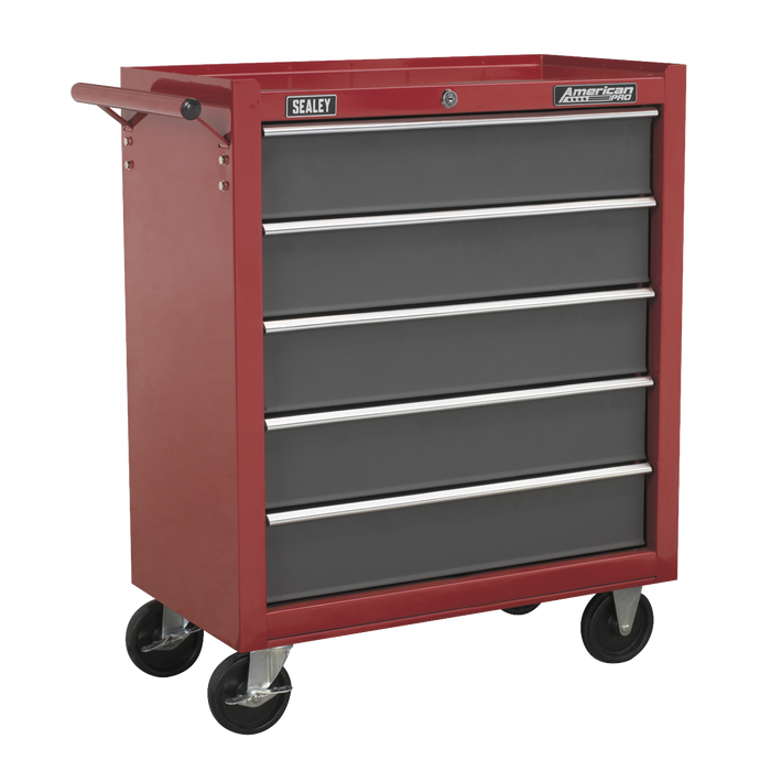 American PRO® Rollcab 5 Drawer - Red/Grey | AP22505BB
