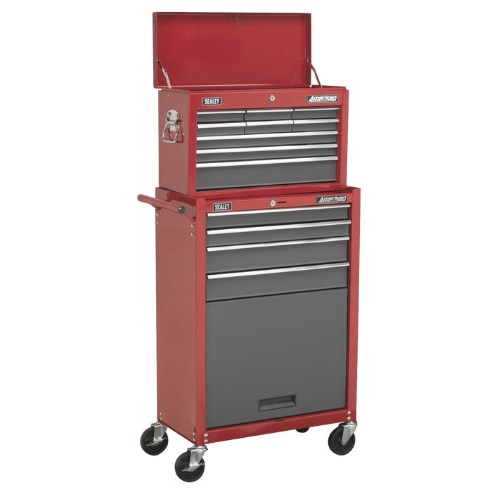 American PRO® Topchest & Rollcab Combination 13 Drawer - Red/Grey | AP22513BB