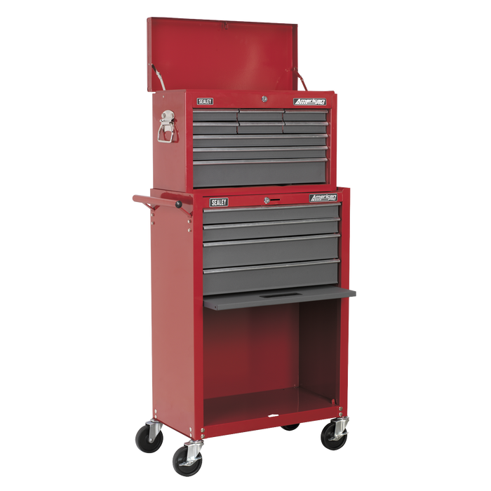 American PRO® Topchest & Rollcab Combination 13 Drawer - Red/Grey | AP22513BB