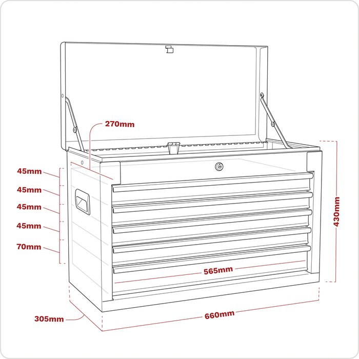 American PRO® Topchest 5 Drawer - Black | AP225B