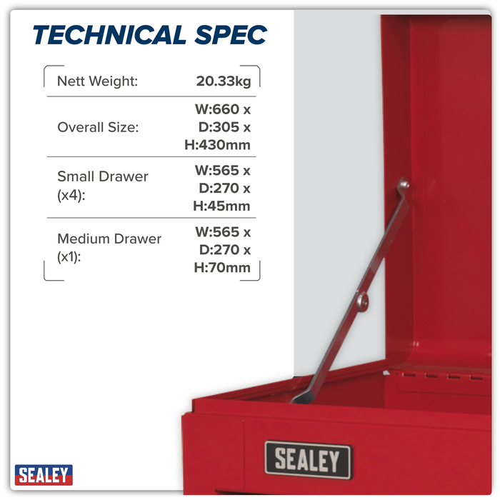American PRO® Topchest 5 Drawer - Red | AP225
