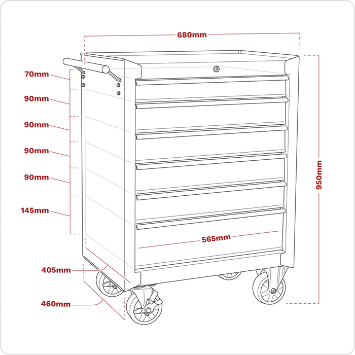American PRO® Rollcab 6 Drawer - Black | AP226B
