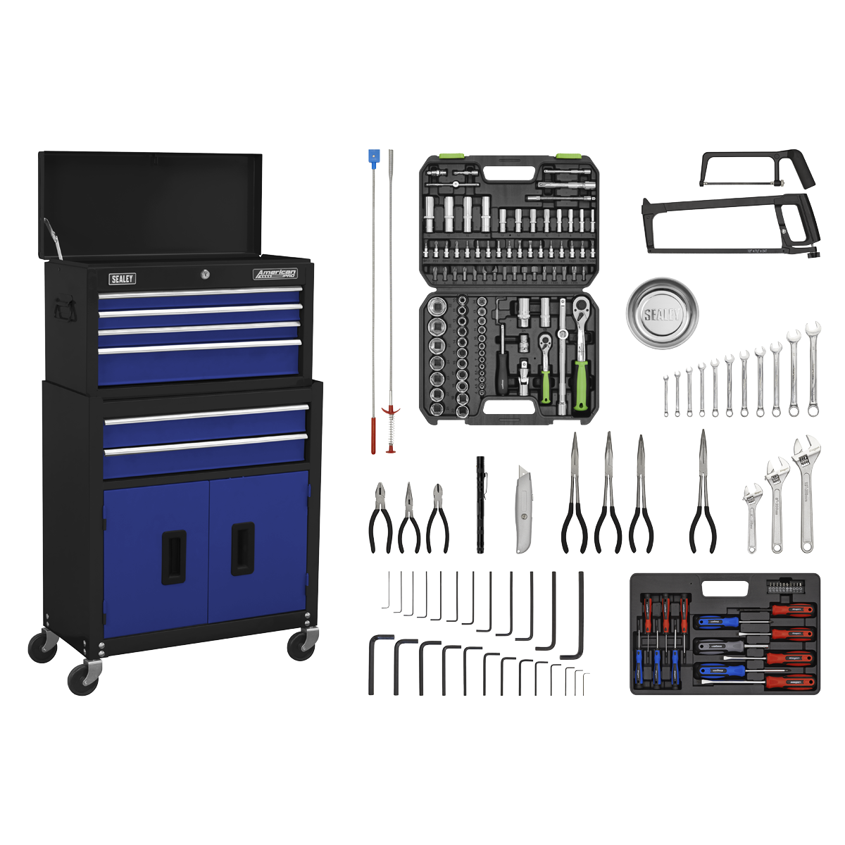 American PRO® Topchest & Rollcab Combination 6 Drawer with 170pc Tool ...