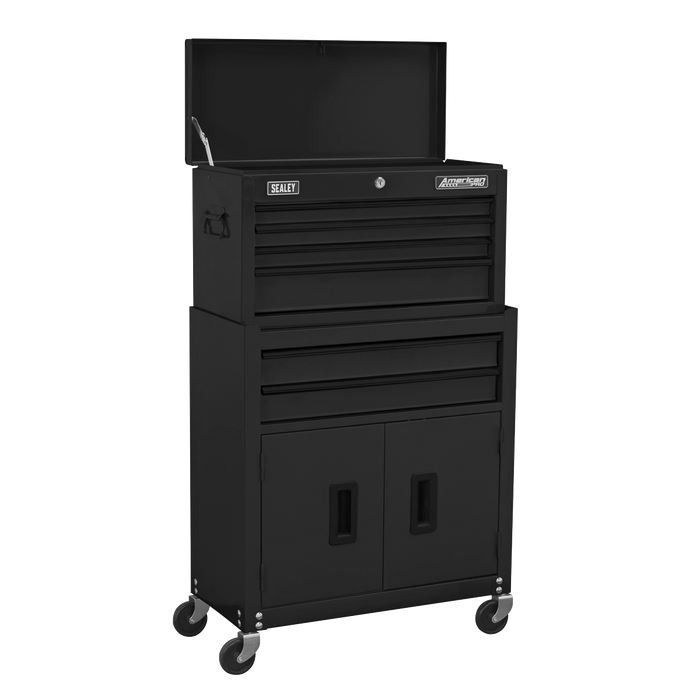 American PRO® Topchest & Rollcab Combination 6 Drawer with 170pc Tool Kit - Black | AP22BKCOMBO