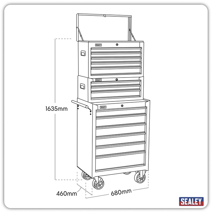 American PRO® Topchest, Mid-Box Tool Chest & Rollcab Stack 14 Drawer - Black | AP22BSTACK
