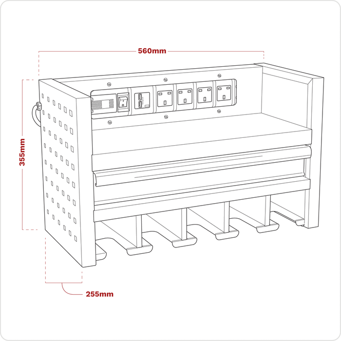 Superline PRO® Power Tool Storage Rack with Drawer & Power Bar | AP22SRBE