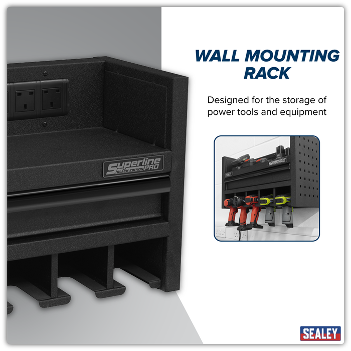 Superline PRO® Power Tool Storage Rack with Drawer & Power Bar | AP22SRBE
