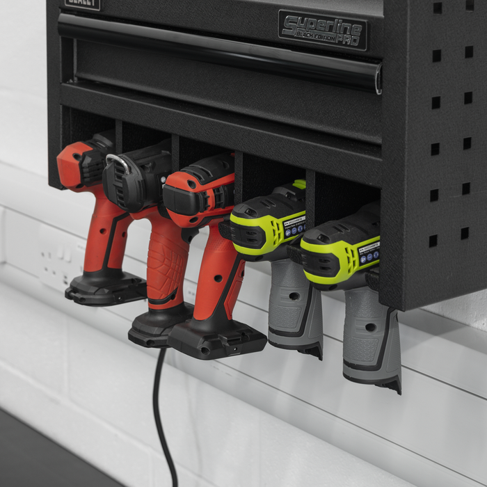 Superline PRO® Power Tool Storage Rack with Drawer & Power Bar | AP22SRBE