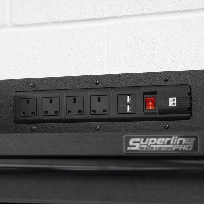 Superline PRO® Power Tool Storage Rack with Drawer & Power Bar | AP22SRBE