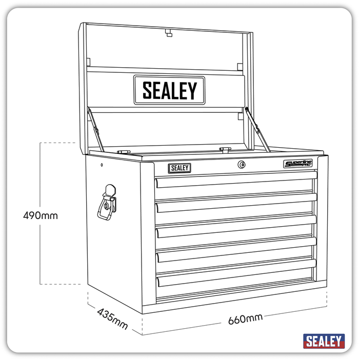 Superline PRO® Topchest 5 Drawer - Grey/Black | AP26059TG