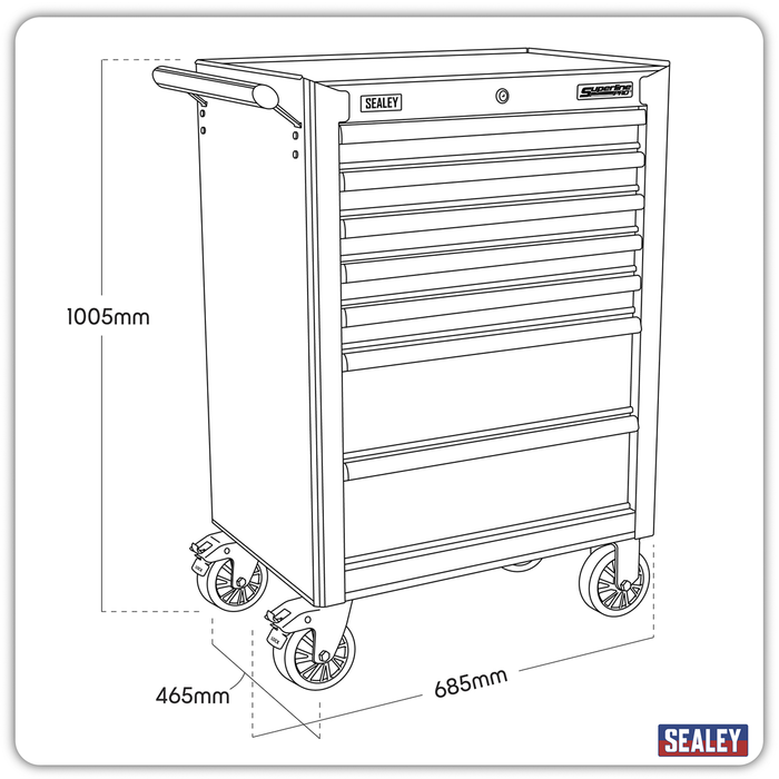 Superline PRO® Rollcab 7 Drawer - Green/Black | AP26479THV