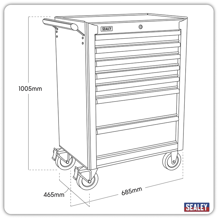 Superline PRO® Rollcab 7 Drawer - Red | AP26479T