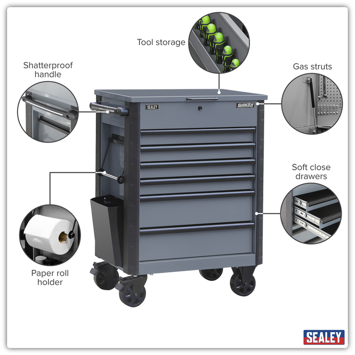 Superline Pro® Tool Trolley 6 Drawer - Grey | AP266G