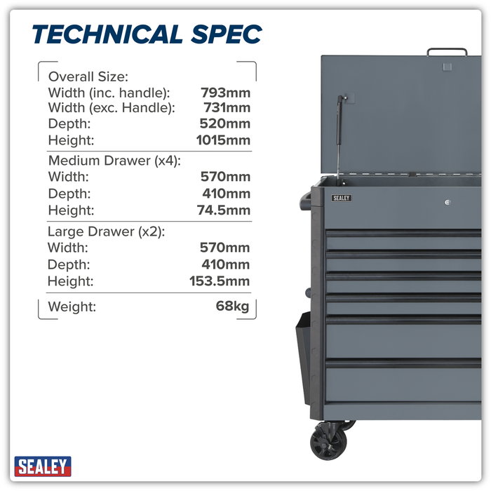 Superline Pro® Tool Trolley 6 Drawer - Grey | AP266G