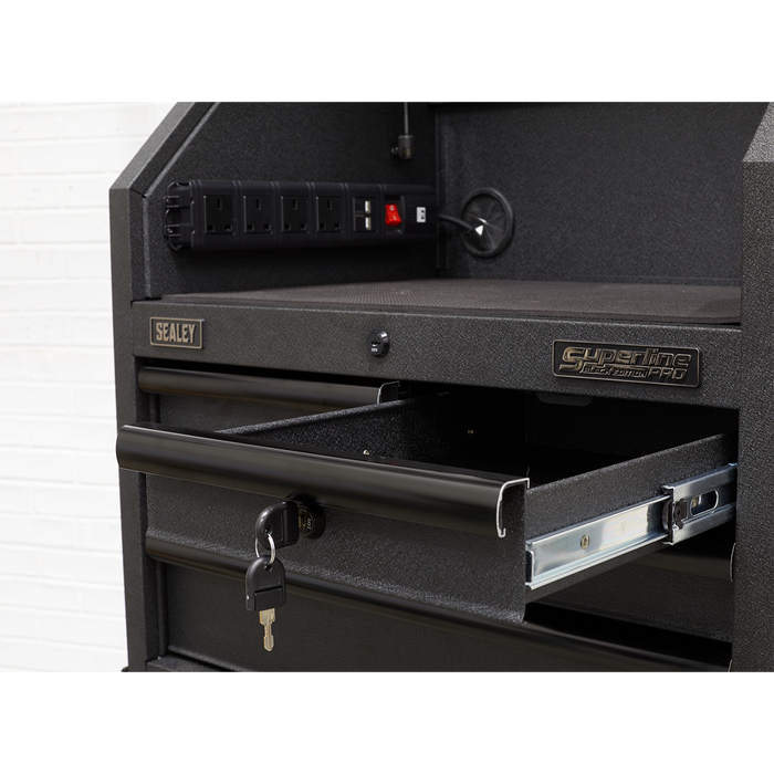 Superline PRO® Black Edition Topchest with 4 Soft Close Drawers & Power Bar 660mm | AP2704BE