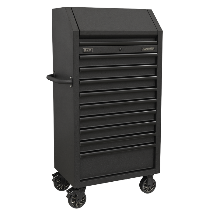 Superline PRO® Black Edition Tower Cabinet with 9 Soft Close Drawers & Power Bar 690mm | AP2709BE