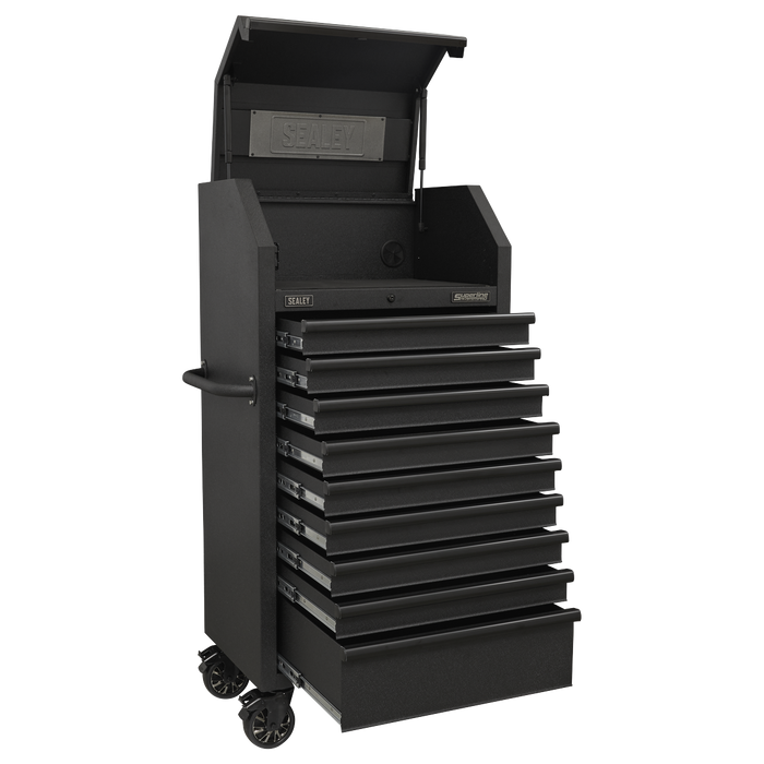 Superline PRO® Black Edition Tower Cabinet with 9 Soft Close Drawers & Power Bar 690mm | AP2709BE