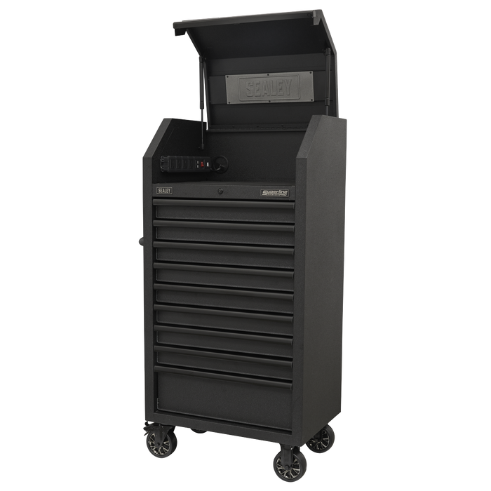 Superline PRO® Black Edition Tower Cabinet with 9 Soft Close Drawers & Power Bar 690mm | AP2709BE