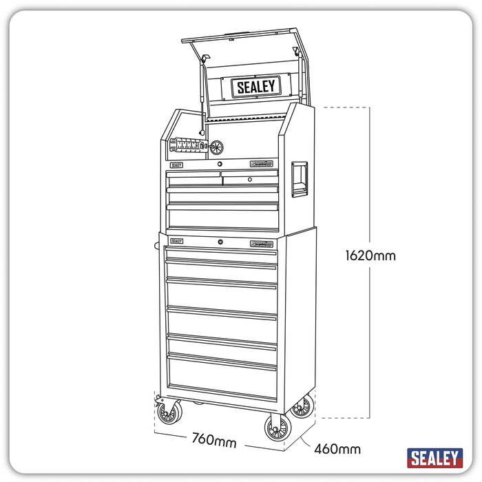 Superline PRO® Black Edition Tool Chest Combination with 9 Soft Close Drawers & Power Bar | AP27BESTACK