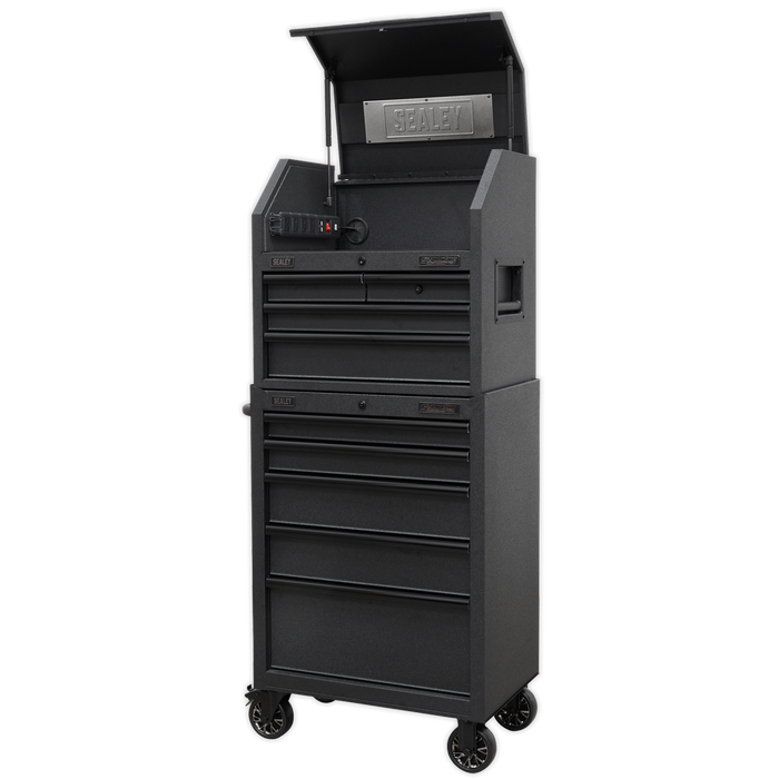 Superline PRO® Black Edition Tool Chest Combination with 9 Soft Close Drawers & Power Bar | AP27BESTACK