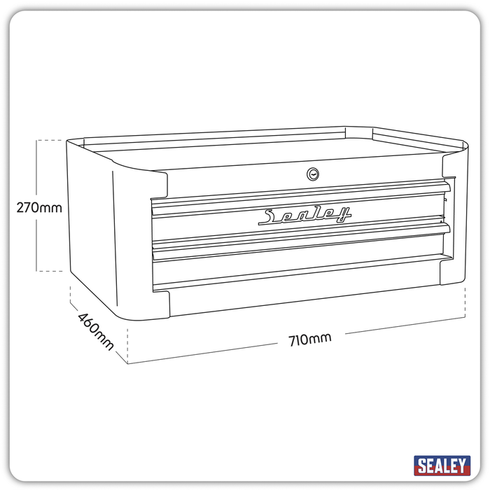Premier™ Retro Style Mid-Box Tool Chest 2 Drawer - Black with Red Anodised Drawer Pulls | AP28102BR