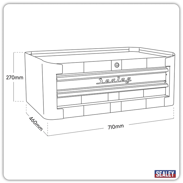 Premier™ Retro Style Mid-Box Tool Chest 2 Drawer - Blue with White Stripes | AP28102BWS