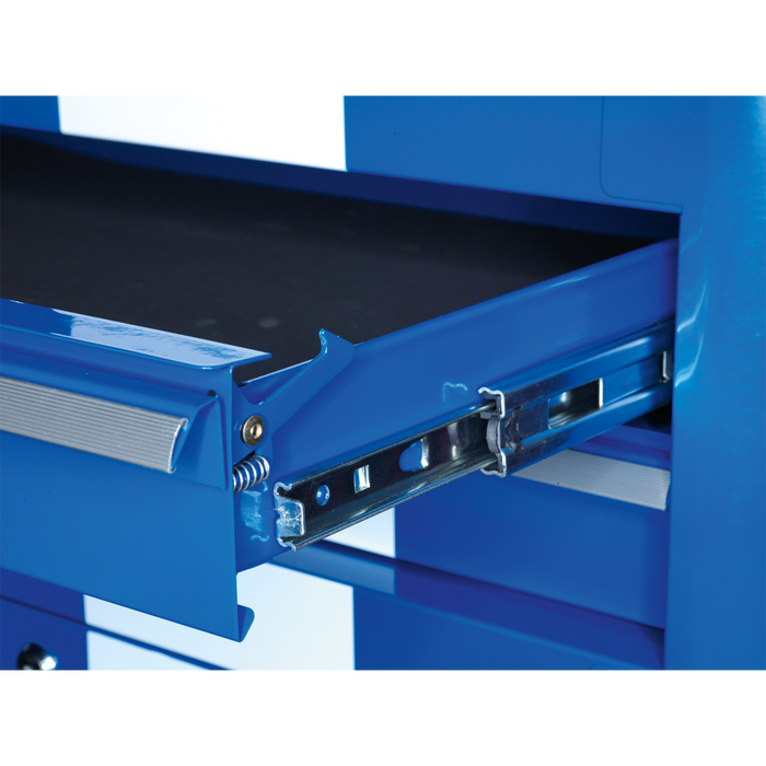Premier™ Retro Style Wide Topchest & Rollcab Combination 10 Drawer Blue with White Stripes | AP41COMBOBWS